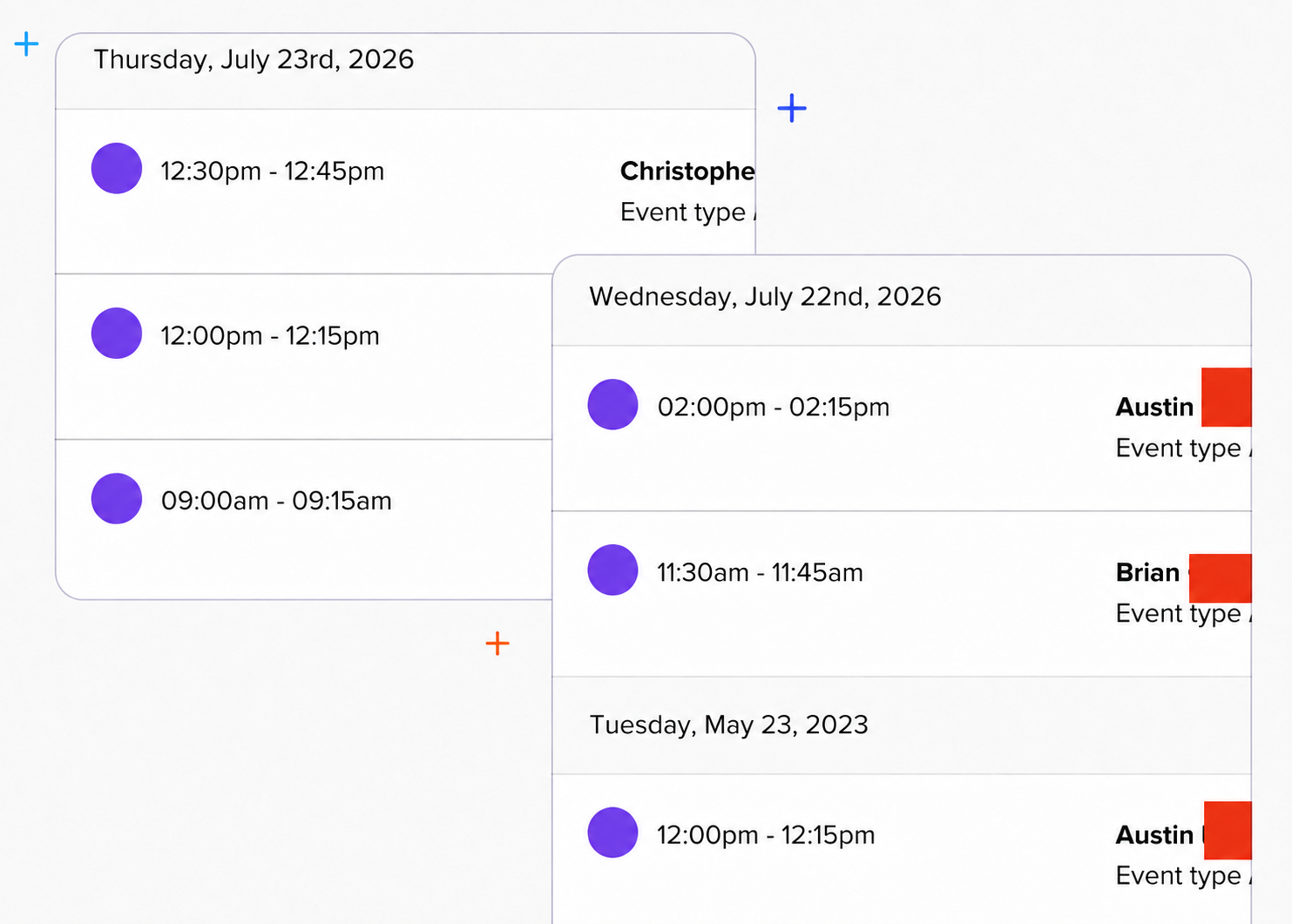 Calendar showing booked qualified appointments